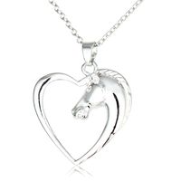 Creative Simple Silver Heart Horse Head Alloy Necklace Wholesale main image video
