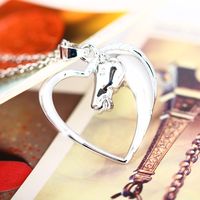 Creative Simple Silver Heart Horse Head Alloy Necklace Wholesale main image 3