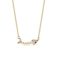 Fashion Fishbone Pendant Necklace Female New Simple Copper Clavicle Chain main image 6