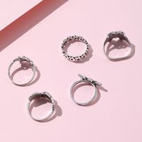 New Retro Creative Peach Heart Hollow Butterfly Alloy Joint Ring Five-piece Set main image 4
