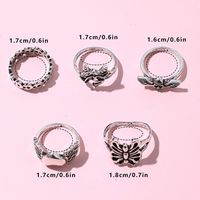 New Retro Creative Peach Heart Hollow Butterfly Alloy Joint Ring Five-piece Set main image 5