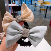 Fashion Retro Pearl Yarn Rhinestone Bow Hair Ring Hair Accessories main image 1