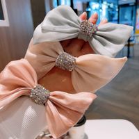 Fashion Retro Pearl Yarn Rhinestone Bow Hair Ring Hair Accessories main image 4