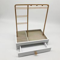 New White Solid Wood Base With Drawer Earrings Necklace Display Stand Home Detachable Jewelry Storage Rack main image 3
