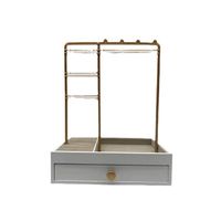 New White Solid Wood Base With Drawer Earrings Necklace Display Stand Home Detachable Jewelry Storage Rack main image 6