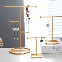 New Electroplating Gold Jewelry Display Stand Home Desktop Jewelry Storage Rack Hanging Earrings Rack Necklace Display Rack main image 4