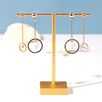Square Base Metal Jewelry Stand T Shape Gold Earring Display Stand Counter Jewelry Display Stand Desk Jewelry Stand main image 1