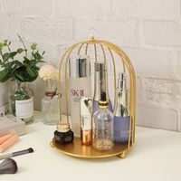 Iron Birdcage Rack Desktop Cosmetic Storage Rack Golden Double-layer Rack main image 3