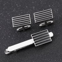 Cross-border New European And American Fashion Personality Men&#39;s French Business Shirt Black Striped Tie Clip Cufflinks Accessories main image 5