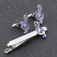 Cross-border  New Products Hot Selling Men&#39;s French Business Shirt Note Diamond Cufflinks Tie Clip Accessories main image 1