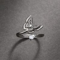 Mode Kupfer Eingelegt Zirkon Schmetterling Geometrisch Offener Ring Weiblich main image 3