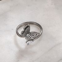 Mode Kupfer Eingelegt Zirkon Schmetterling Geometrisch Offener Ring Weiblich main image 4