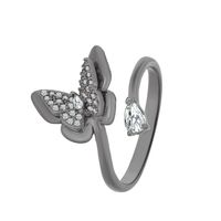 Mode Kupfer Eingelegt Zirkon Schmetterling Geometrisch Offener Ring Weiblich main image 6