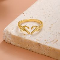 Retro Heart Open Ring Female Fashion Geometric Butterfly Copper Ring main image 5