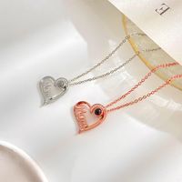 Fashion Diamond-encrusted Mom Letter Heart-shaped Copper Necklace main image 3