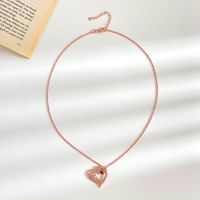 Fashion Diamond-encrusted Mom Letter Heart-shaped Copper Necklace main image 5