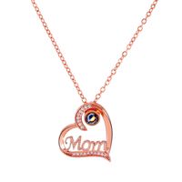 Fashion Diamond-encrusted Mom Letter Heart-shaped Copper Necklace main image 6