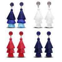 New Retro Ethnic Style Crystal Cluster Multi-layer Gradient Tassel Earrings main image 1