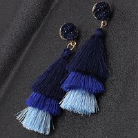 New Retro Ethnic Style Crystal Cluster Multi-layer Gradient Tassel Earrings main image 4