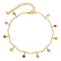 Creative Copper 18k Gold-plated Color Zircon Pendant Handmade Chain Anklet main image 3
