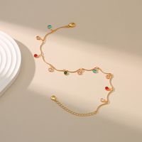 Creative Copper 18k Gold-plated Color Zircon Pendant Handmade Chain Anklet main image 4