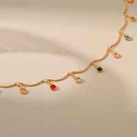 Creative Copper 18k Gold-plated Color Zircon Pendant Handmade Chain Anklet main image 5