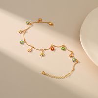 New Copper 18k Gold-plated Hand-painted Dripping Oil Color Daisy Anklet Leg Chain main image 1