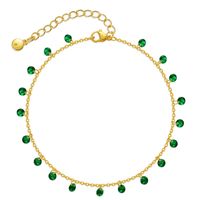 New Copper 18k Gold Plated Inlaid Green Zircon Anklet main image 5