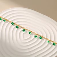New Copper 18k Gold Plated Inlaid Green Zircon Anklet main image 4