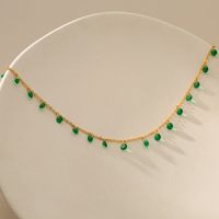 New Copper 18k Gold Plated Inlaid Green Zircon Anklet main image 3