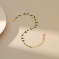 New Copper 18k Gold Plated Inlaid Green Zircon Anklet main image 1