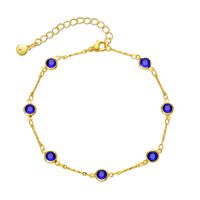 2022 New Copper 18k Gold-plated Royal Blue Zircon Anklet main image 1