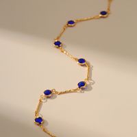 2022 New Copper 18k Gold-plated Royal Blue Zircon Anklet main image 3