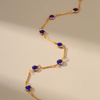 2022 Nouveau Bracelet De Cheville En Zircon Bleu Royal Plaqué Or 18 Carats main image 3