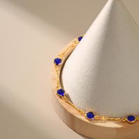 2022 New Copper 18k Gold-plated Royal Blue Zircon Anklet main image 4