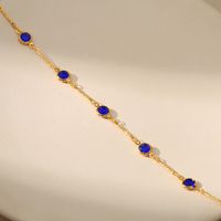2022 New Copper 18k Gold-plated Royal Blue Zircon Anklet main image 5