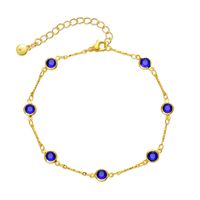 2022 New Copper 18k Gold-plated Royal Blue Zircon Anklet main image 6