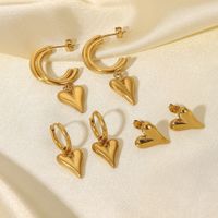 Pendientes Colgantes De Corazón De Acero Inoxidable Chapados En Oro De 14 Quilates A La Moda, Joyería Para Mujer main image 1