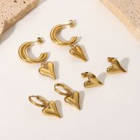 Pendientes Colgantes De Corazón De Acero Inoxidable Chapados En Oro De 14 Quilates A La Moda, Joyería Para Mujer main image 4