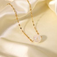 Fashion Mermaid Bead Pendant 18k Gold-plated Stainless Steel Necklace main image 4