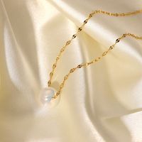 Collier En Acier Inoxydable Plaqué Or 18 Carats Avec Pendentif En Perles De Sirène À La Mode main image 5