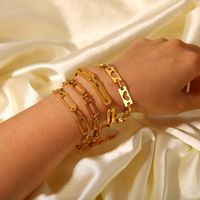 Simple Hollow Chain Cross Buckle 18k Gold-plated Stainless Steel Bracelet main image 1