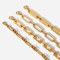 Simple Hollow Chain Cross Buckle 18k Gold-plated Stainless Steel Bracelet main image 6