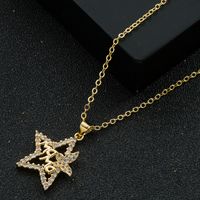 Letter Mama Zircon Necklace Five-pointed Star Pendant Hollow Copper Necklace main image 3