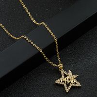 Letter Mama Zircon Necklace Five-pointed Star Pendant Hollow Copper Necklace main image 4