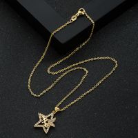 Letter Mama Zircon Necklace Five-pointed Star Pendant Hollow Copper Necklace main image 5