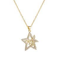 Letter Mama Zircon Necklace Five-pointed Star Pendant Hollow Copper Necklace main image 6