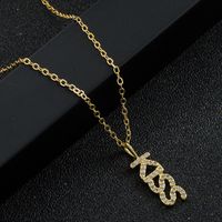 Fashion Letter Copper Inlaid Zircon Real Gold Electroplating Necklace Mother's Day Gift main image 3