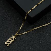 Fashion Letter Copper Inlaid Zircon Real Gold Electroplating Necklace Mother's Day Gift main image 4