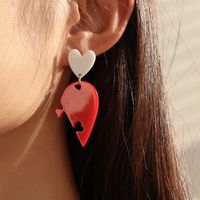 Fashion Jewelry Three-dimensional Asymmetric Heart-shaped Alloy Earrings main image 1